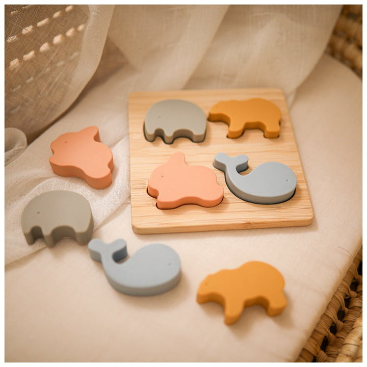 Discover the Joy of Learning with Silicone Baby Animal Puzzle Building Blocks